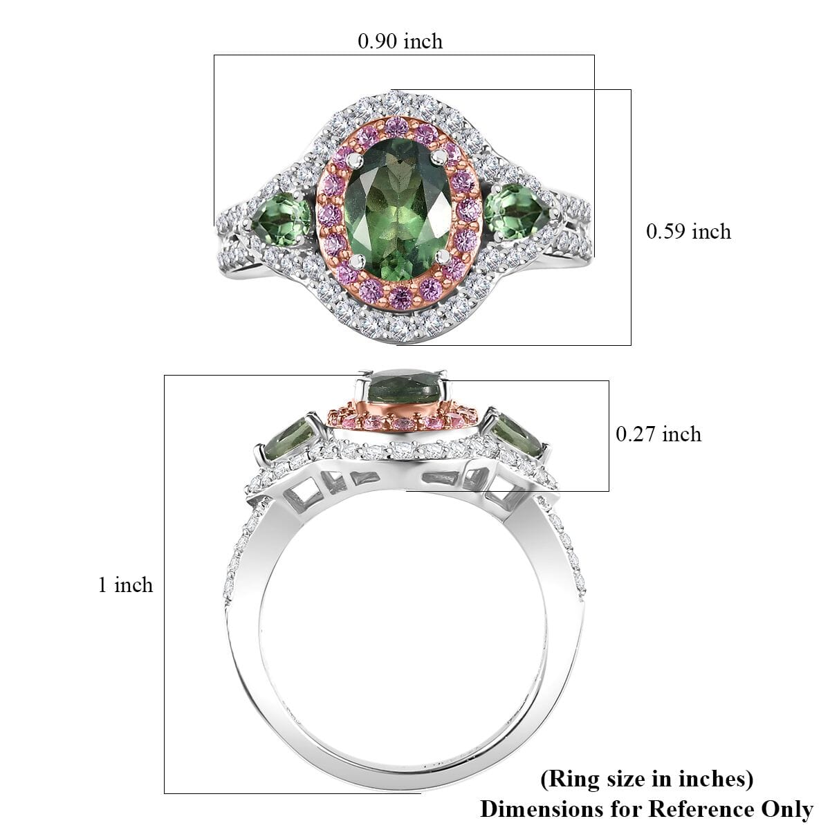 Medagascar Green Apatite and Multi Gemstone 2.65 ctw Ring in Rhodium Over Sterling Silver (Size 5.0) image number 5