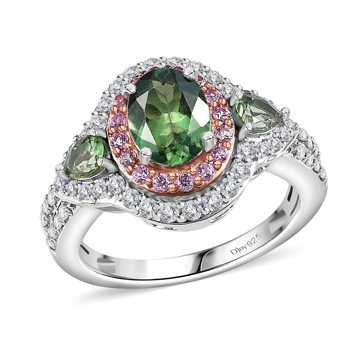 D'Joy Medagascar Green Apatite and Multi Gemstone 2.65 ctw Ring in Rhodium Over Sterling Silver (Size 6.0) image number 0