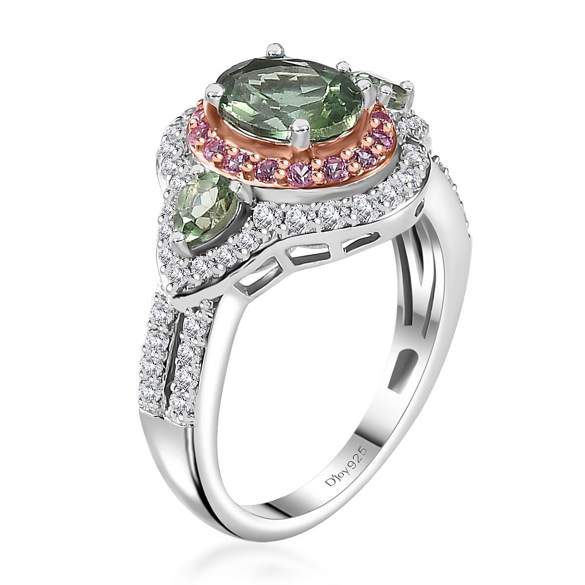 D'Joy Medagascar Green Apatite and Multi Gemstone 2.65 ctw Ring in Rhodium Over Sterling Silver (Size 6.0) image number 3