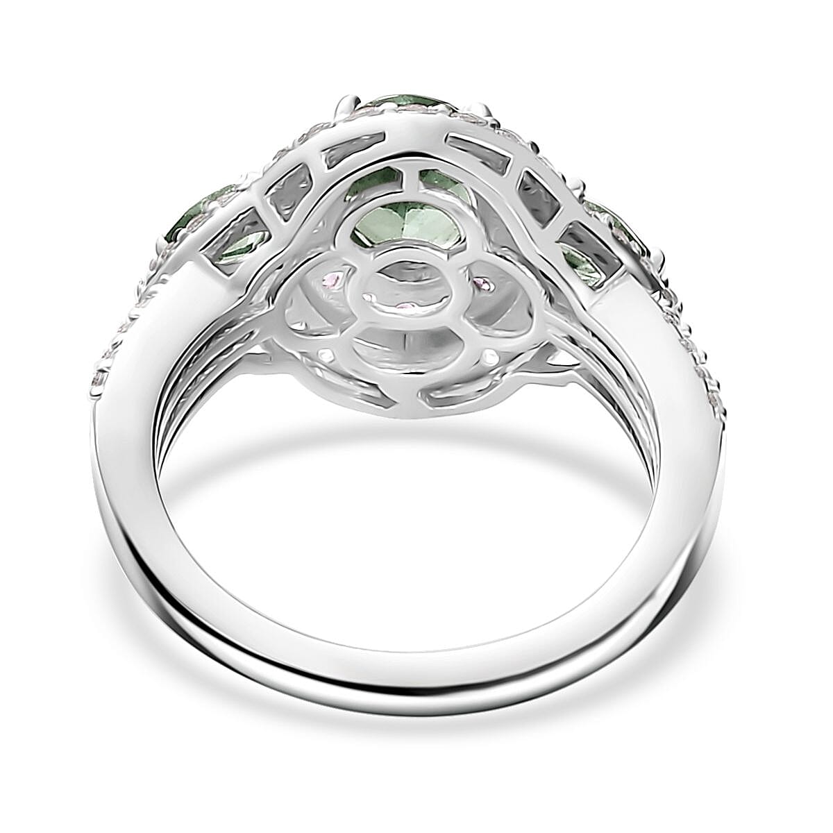 D'Joy Medagascar Green Apatite and Multi Gemstone 2.65 ctw Ring in Rhodium Over Sterling Silver (Size 6.0) image number 4