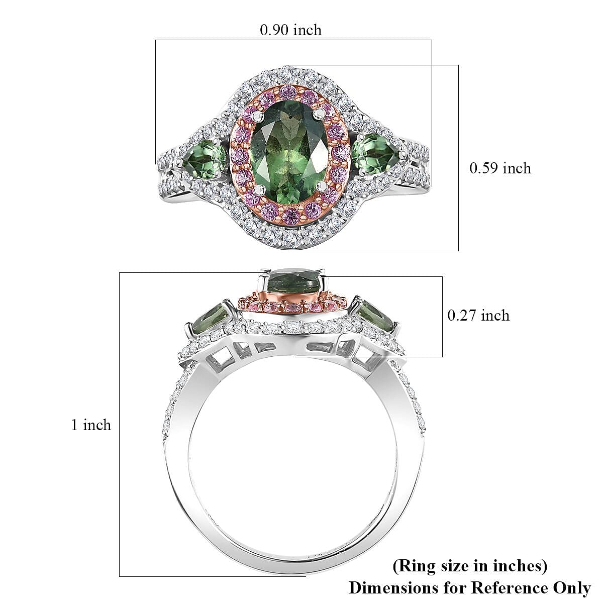D'Joy Medagascar Green Apatite and Multi Gemstone 2.65 ctw Ring in Rhodium Over Sterling Silver (Size 6.0) image number 5