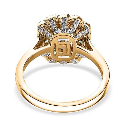 Certified & Appraised Luxoro AAA Santa Maria Aquamarine, Boyaca Colombian Emerald and I2 Diamond 1.95 ctw Ring in 14K Yellow Gold (Size 6.0) 