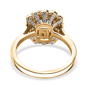 Certified & Appraised Luxoro AAA Santa Maria Aquamarine, Boyaca Colombian Emerald and I2 Diamond 1.95 ctw Ring in 14K Yellow Gold (Size 7.0) 