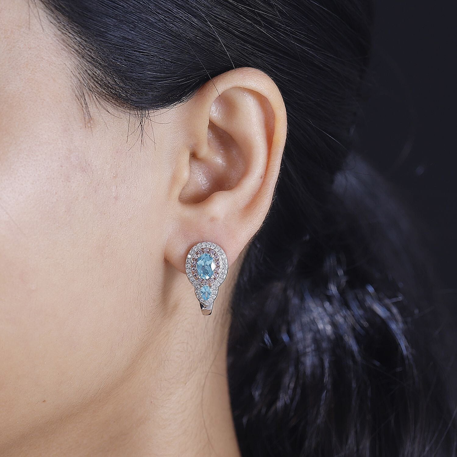 D'Joy Betroka Blue Apatite and Multi Gemstone 3.20 ctw Earrings in Rhodium Over Sterling Silver