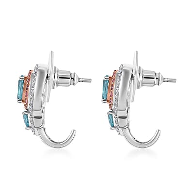 D'Joy Betroka Blue Apatite and Multi Gemstone 3.20 ctw Earrings in Rhodium Over Sterling Silver