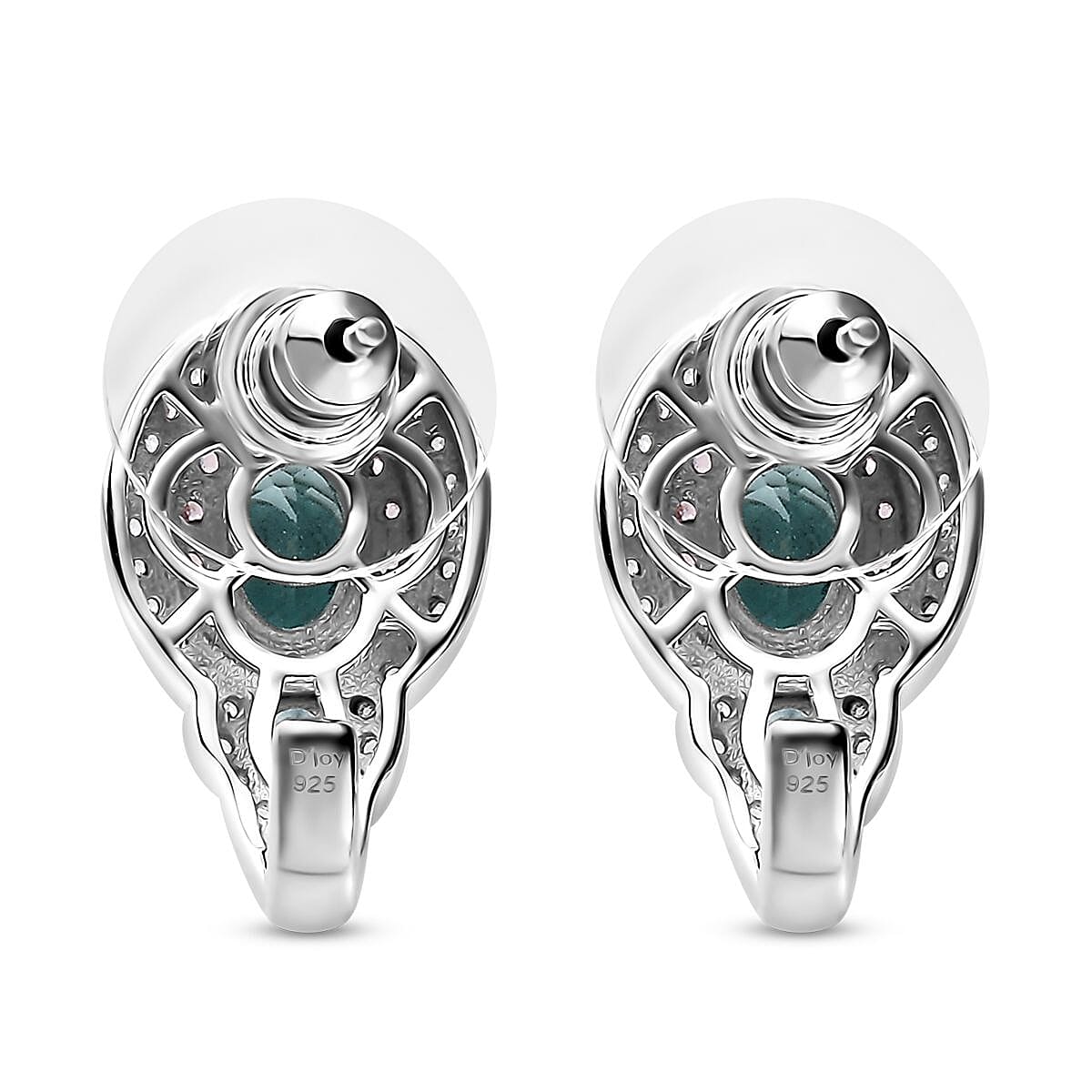 D'Joy Betroka Blue Apatite and Multi Gemstone 3.20 ctw Earrings in Rhodium Over Sterling Silver