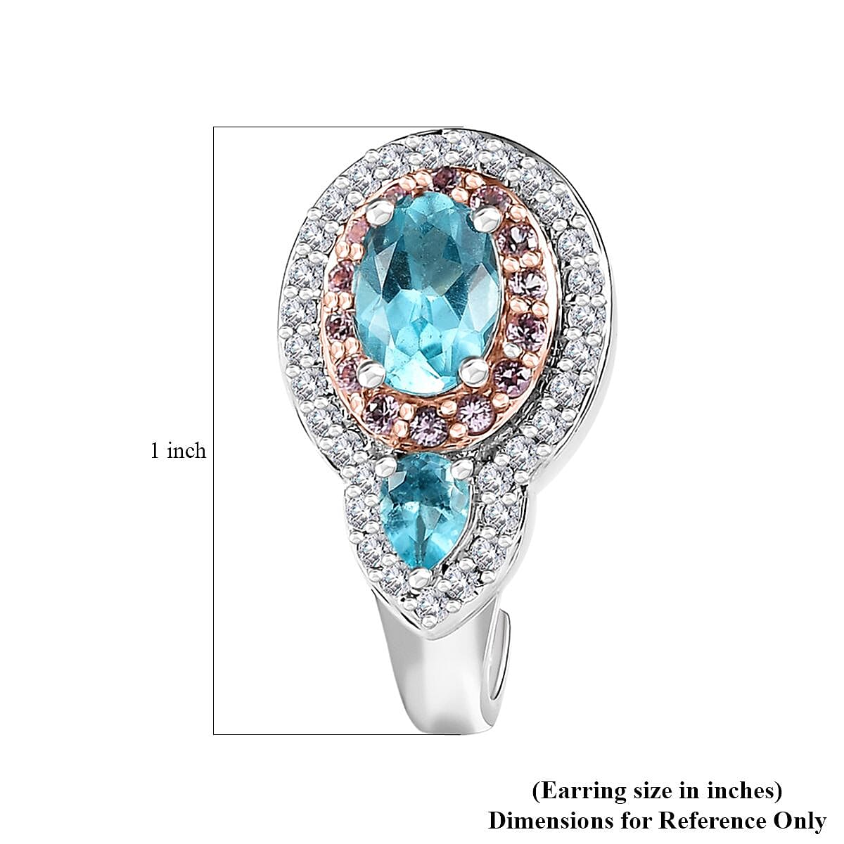 D'Joy Betroka Blue Apatite and Multi Gemstone 3.20 ctw Earrings in Rhodium Over Sterling Silver