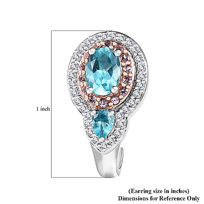 D'Joy Betroka Blue Apatite and Multi Gemstone 3.20 ctw Earrings in Rhodium Over Sterling Silver