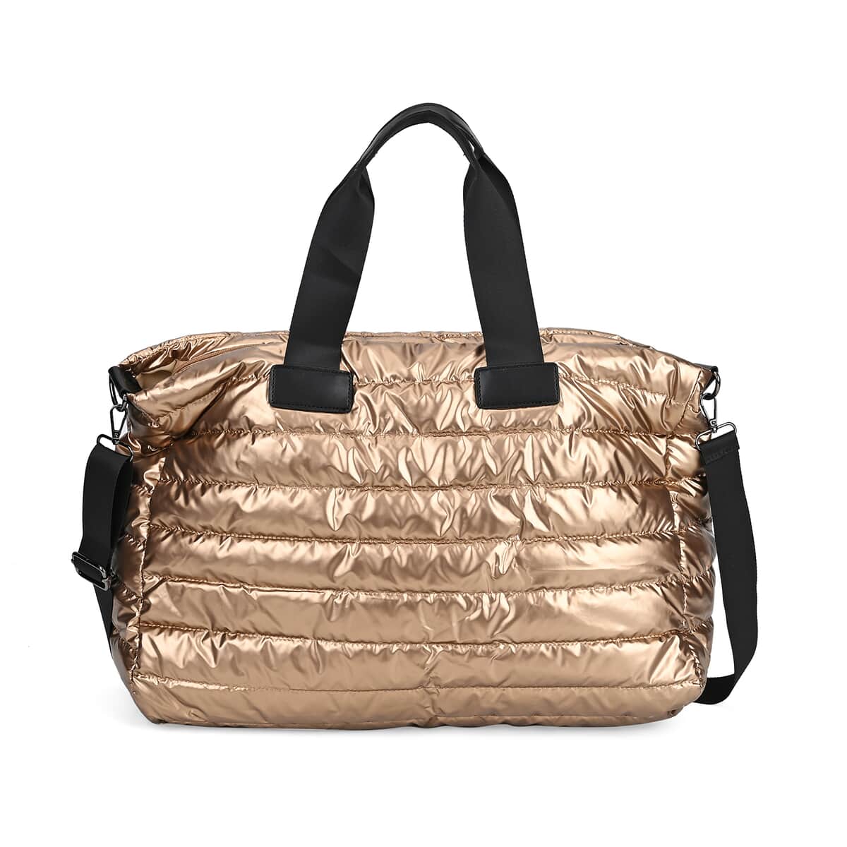 Golden Puffer Quilted Tote Bag with Handle Drop image number 0