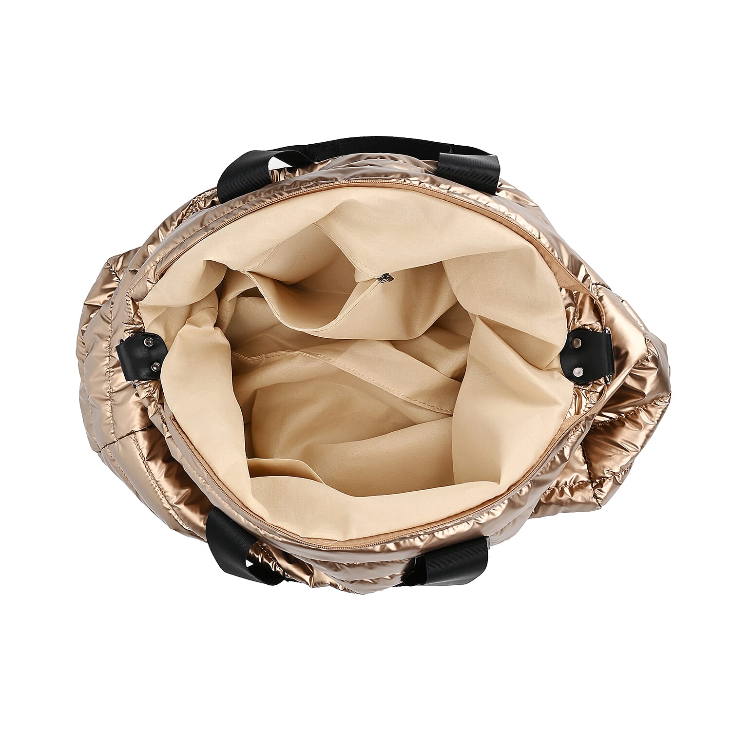 Golden Puffer Quilted Tote Bag with Handle Drop