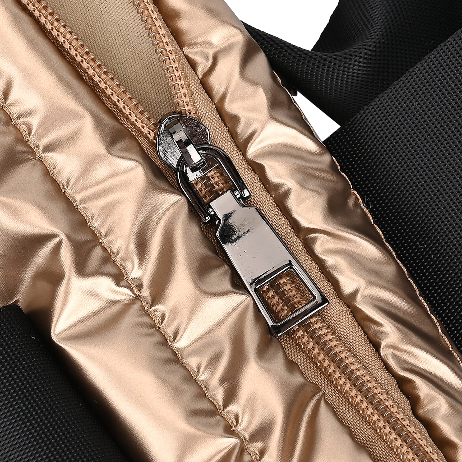 Golden Puffer Quilted Tote Bag with Handle Drop