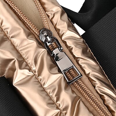 Golden Puffer Quilted Tote Bag with Handle Drop