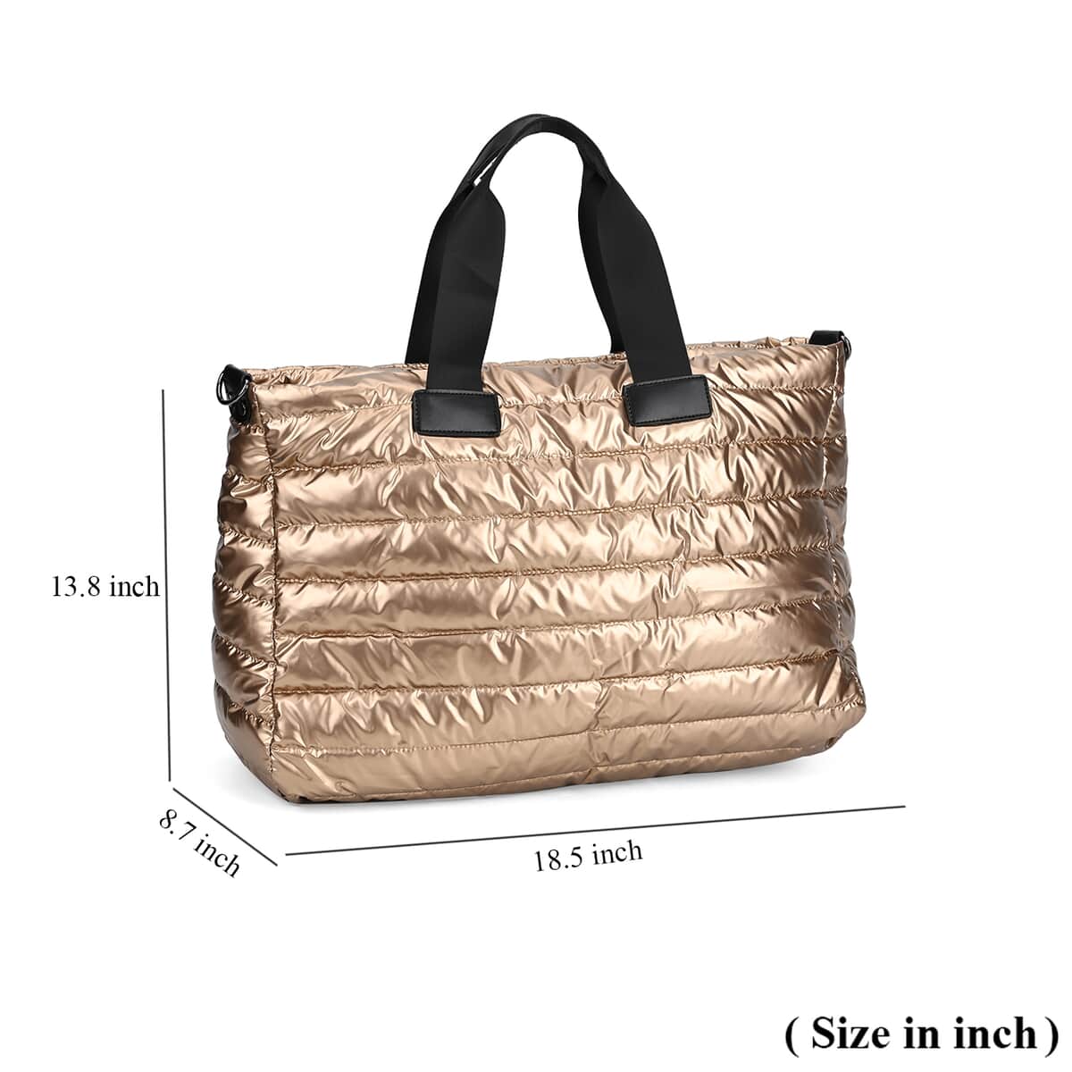 Golden Puffer Quilted Tote Bag with Handle Drop image number 6