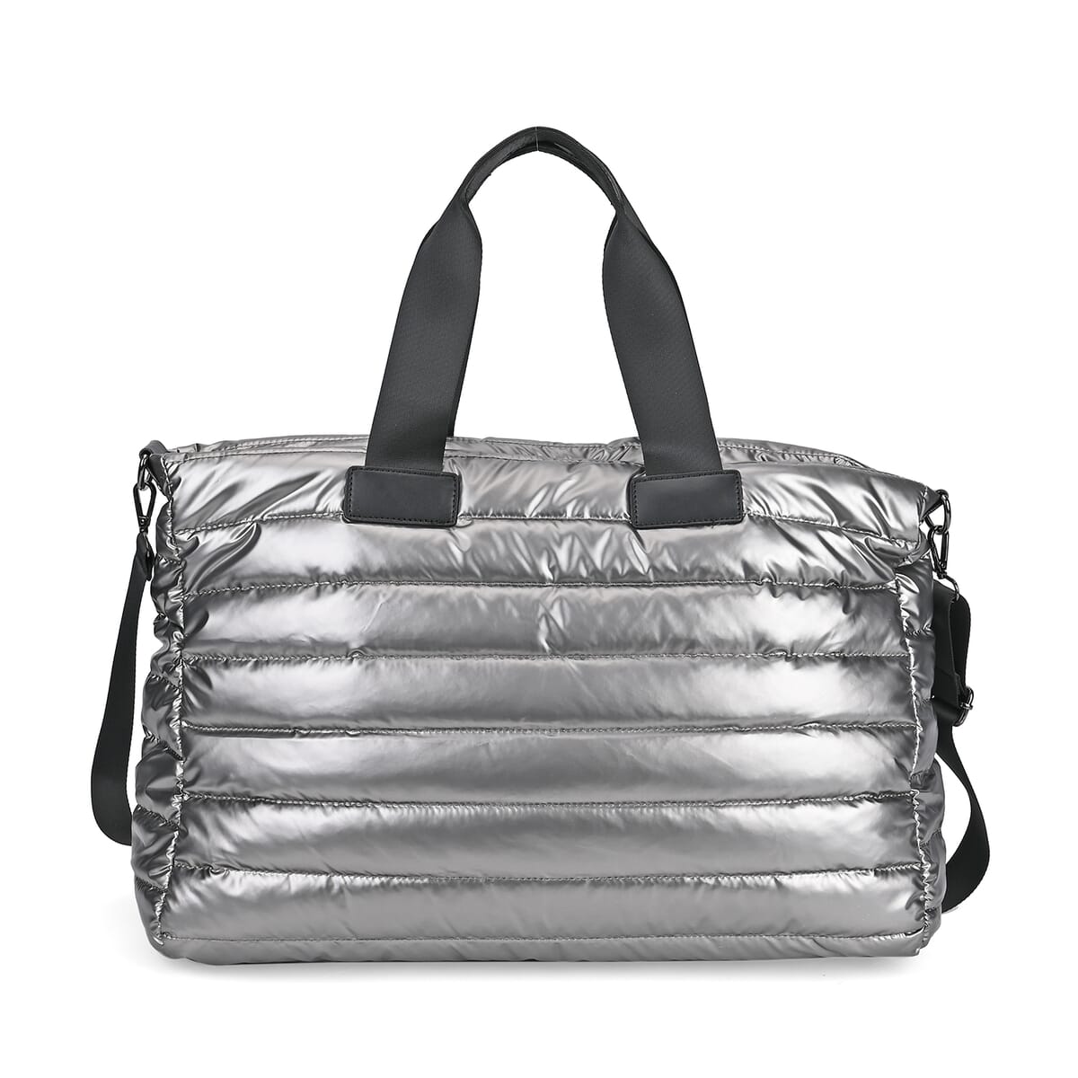 Gray Puffer Quilted Tote Bag with Handle Drop image number 0