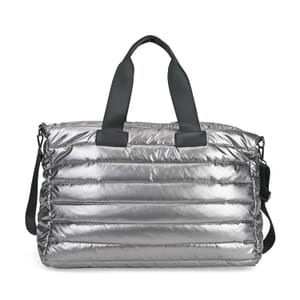 Gray Puffer Quilted Tote Bag with Handle Drop