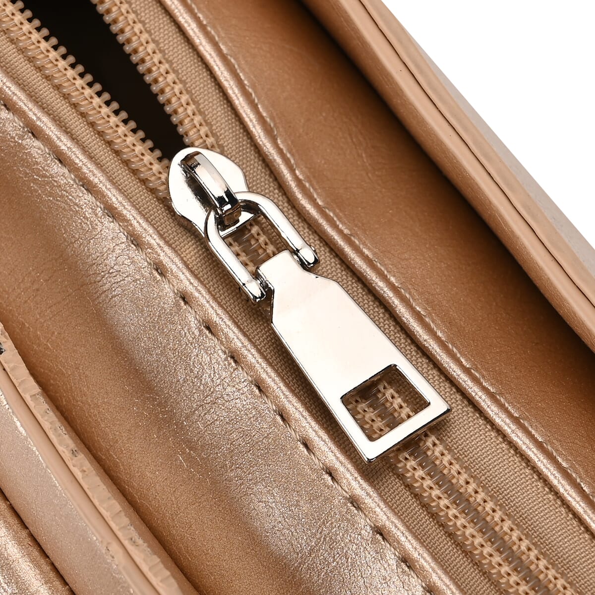 Golden Multi-Pocket Faux Leather Crossbody Bag with Adjustable Shoulder Strap image number 5