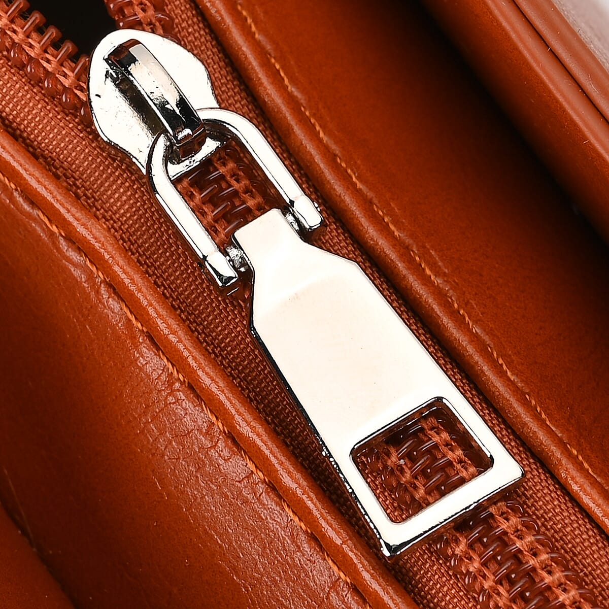 Tan Multi-Pocket Faux Leather Crossbody Bag with Adjustable Shoulder Strap image number 5