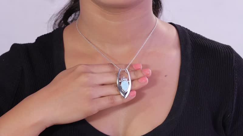 Sajen Silver Larimar and Sky Blue Topaz Pendant in Rhodium Over Sterling Silver 4.90 ctw