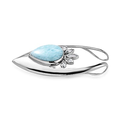 Sajen Silver Larimar and Sky Blue Topaz Pendant in Rhodium Over Sterling Silver 4.90 ctw