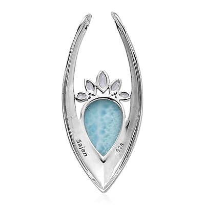 Sajen Silver Larimar and Sky Blue Topaz Pendant in Rhodium Over Sterling Silver 4.90 ctw