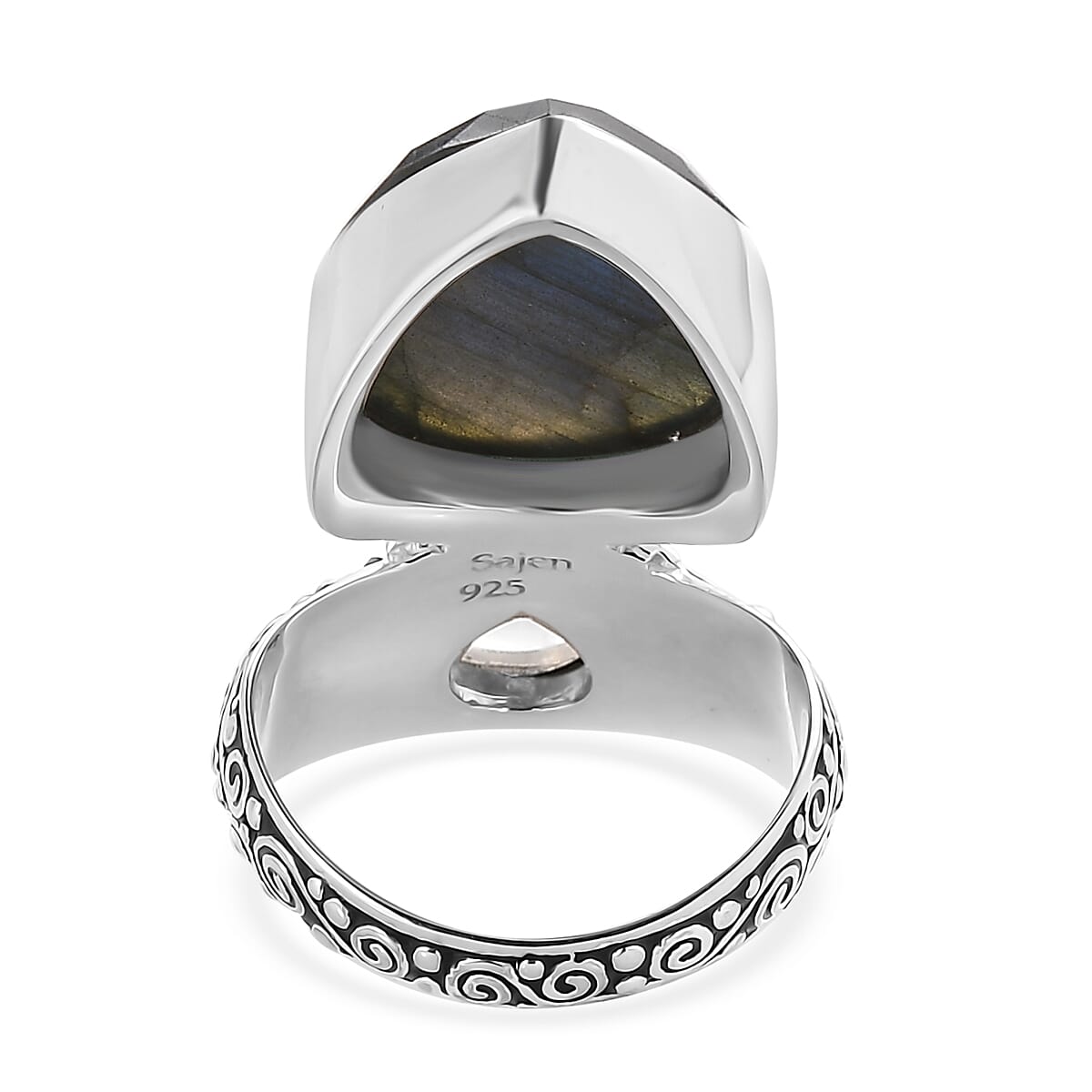 Sajen Silver Premium Malagasy Labradorite and Rainbow Moonstone 15.85 ctw Ring in Rhodium Over Sterling Silver (Size 7.0) image number 4