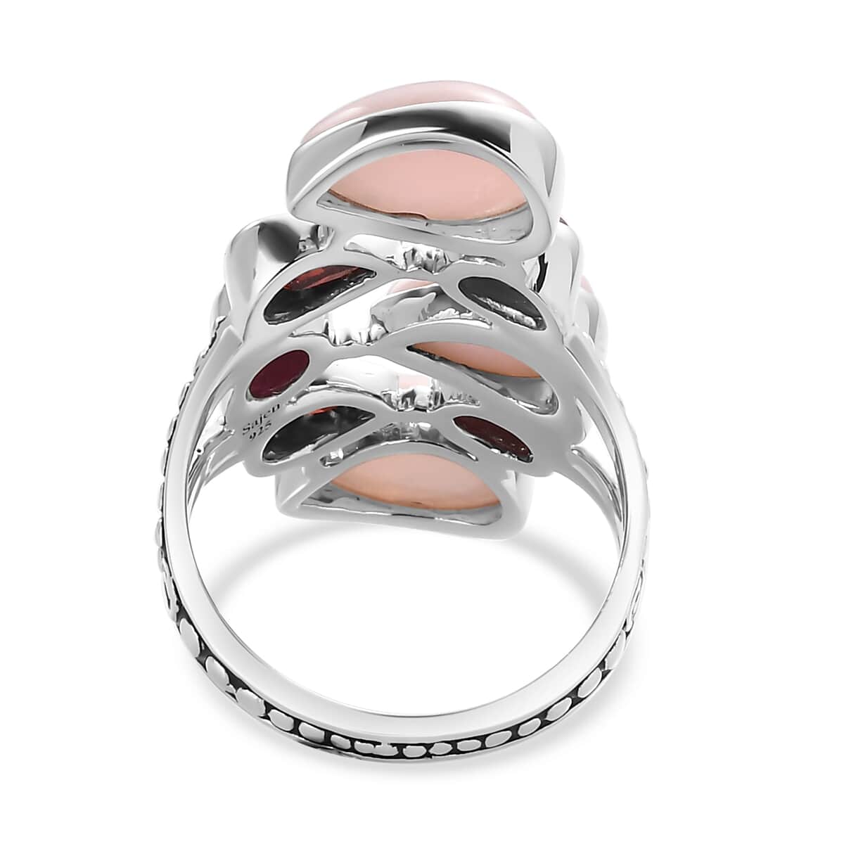 Sajen Silver Peruvian Pink Opal, Multi Gemstone Ring in Rhodium Over Sterling Silver (Size 10.0) 8.40 ctw image number 4