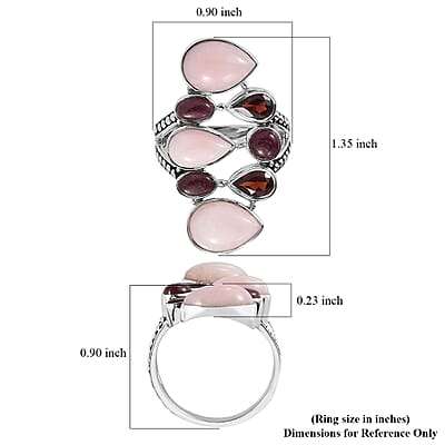 Sajen Silver Peruvian Pink Opal and Multi Gemstone 8.40 ctw Ring in Rhodium Over Sterling Silver (Size 10.0)