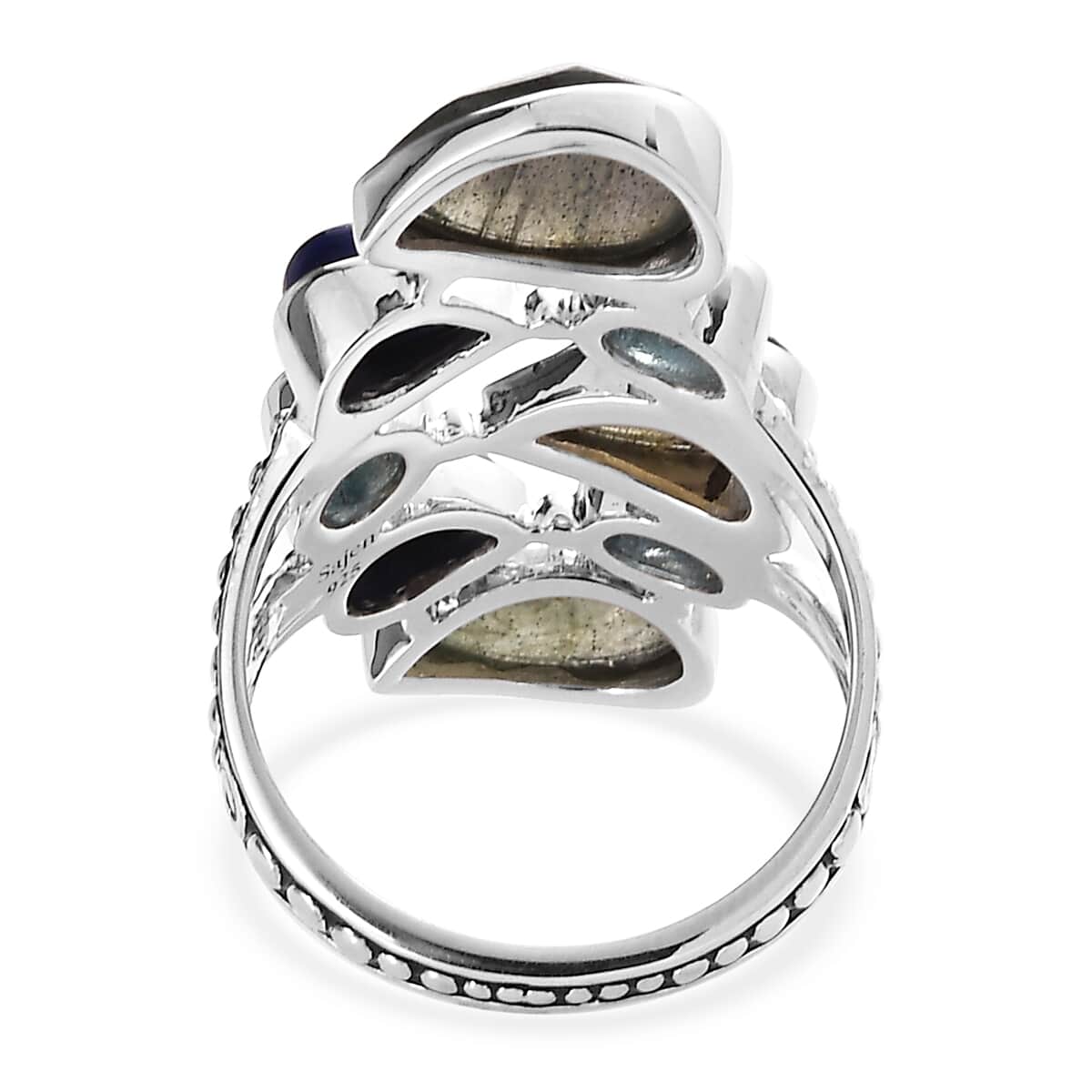 Sajen Silver Malagasy Labradorite and Multi Gemstone 7.00 ctw Ring in Rhodium Over Sterling Silver (Size 10.0) image number 4