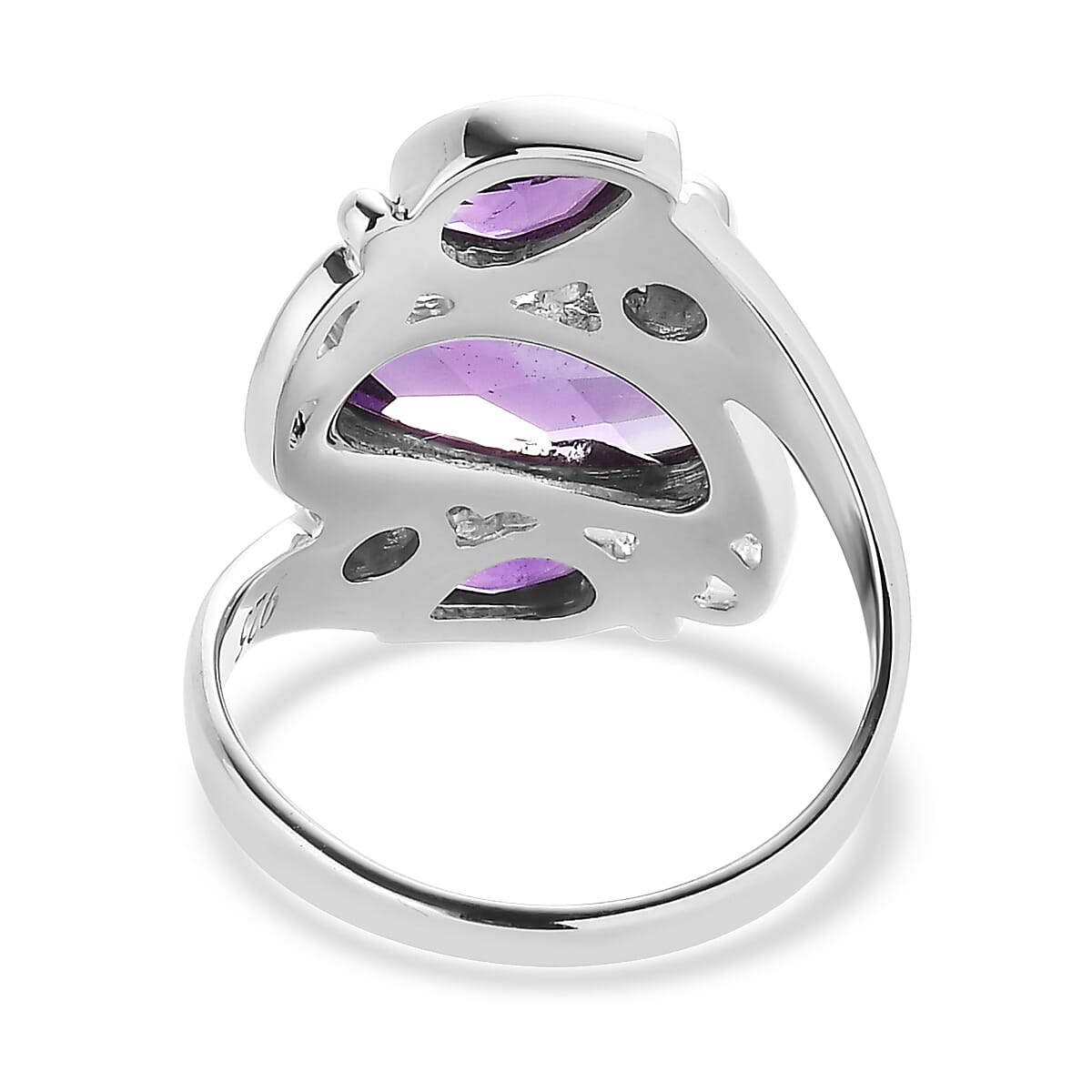 Sajen Silver African Amethyst 4.25 ctw Ring in Rhodium Over Sterling Silver (Size 8.0) image number 4
