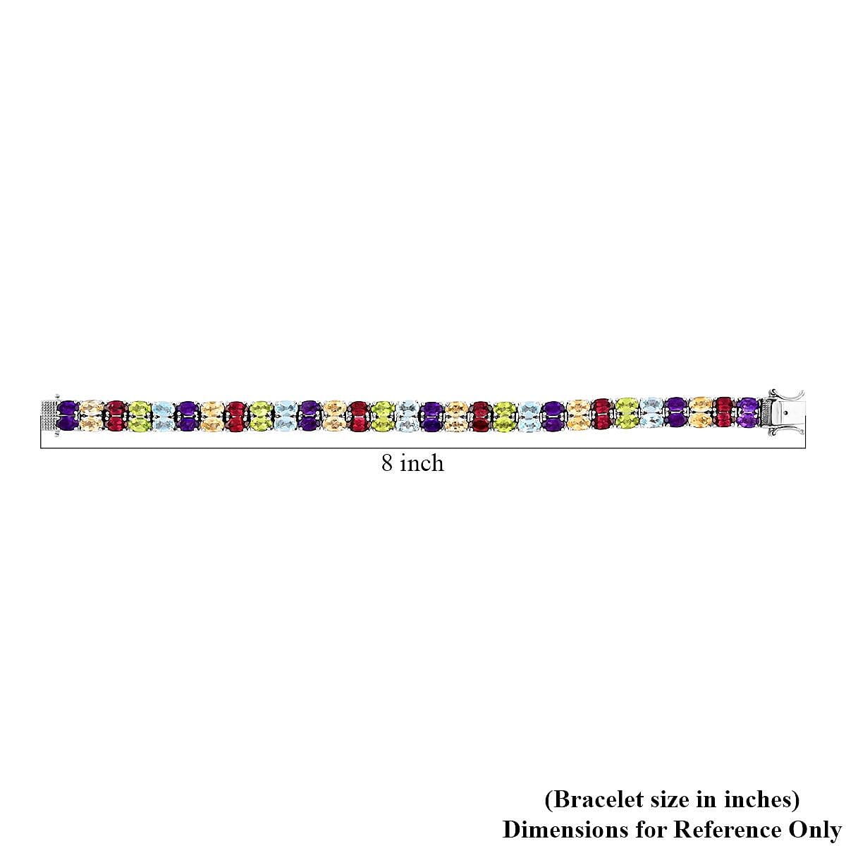 Multi Gemstone 2 Row Tennis Bracelet in Platinum Over Sterling Silver (7.50 In) 29.10 ctw