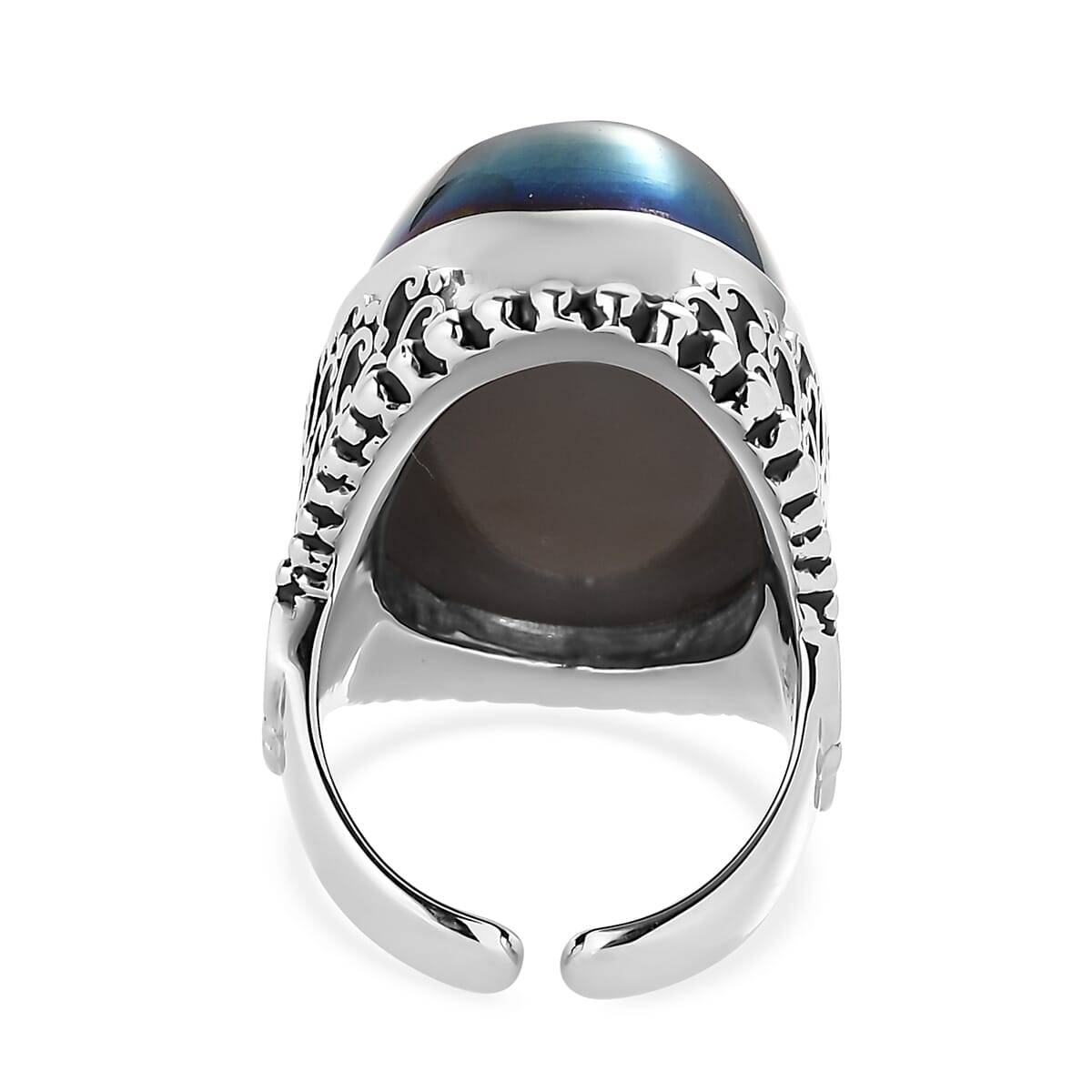 Sajen Silver Blue Window Drusy Quartz 33.50 ctw Ring in Rhodium Sterling Silver (Size 7.0) image number 4