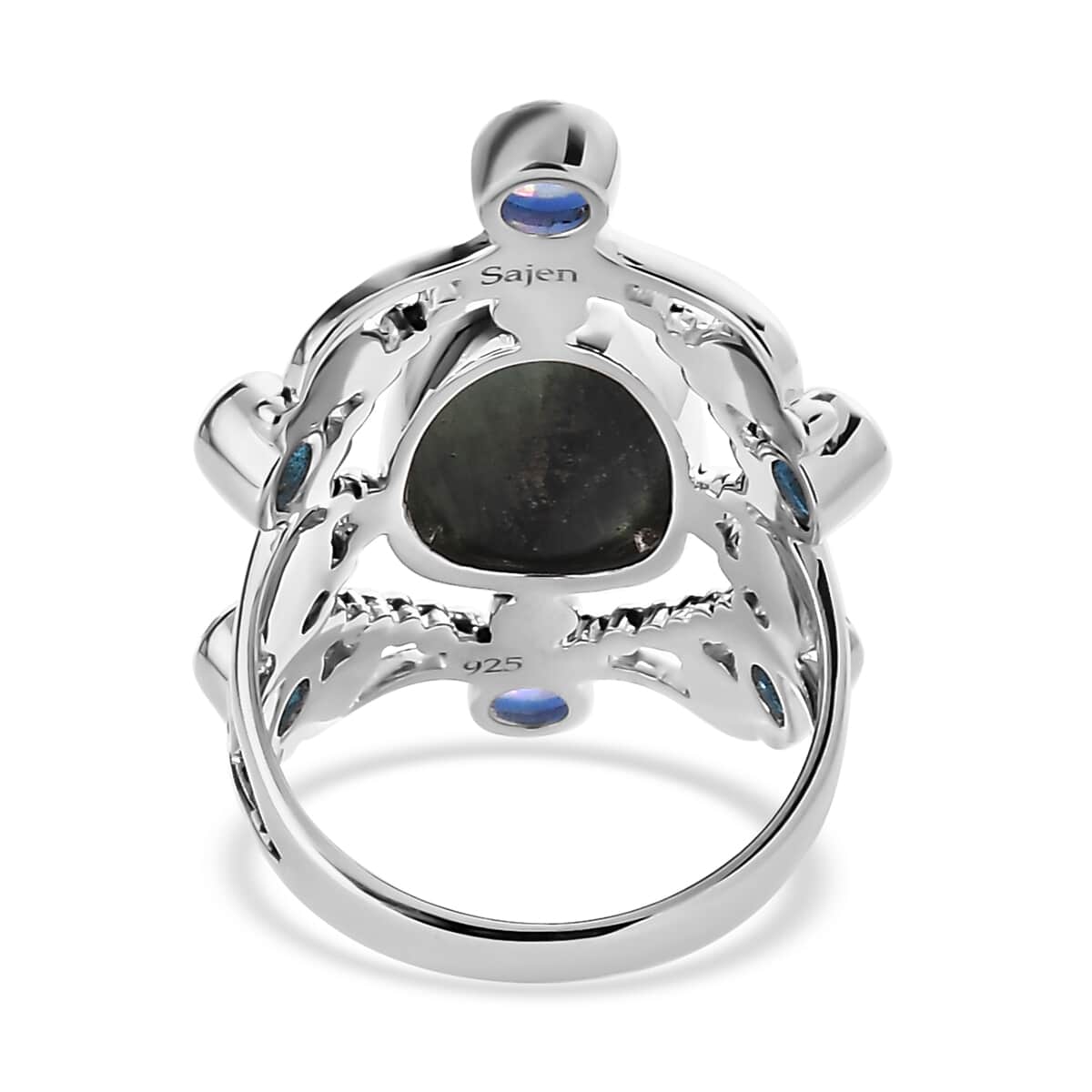 Sajen Silver Malagasy Labradorite and Multi Gemstone 6.25 ctw Ring in Rhodium Over Sterling Silver (Size 10.0) image number 4