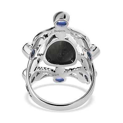 Sajen Silver Malagasy Labradorite and Multi Gemstone 6.25 ctw Ring in Rhodium Over Sterling Silver (Size 10.0)