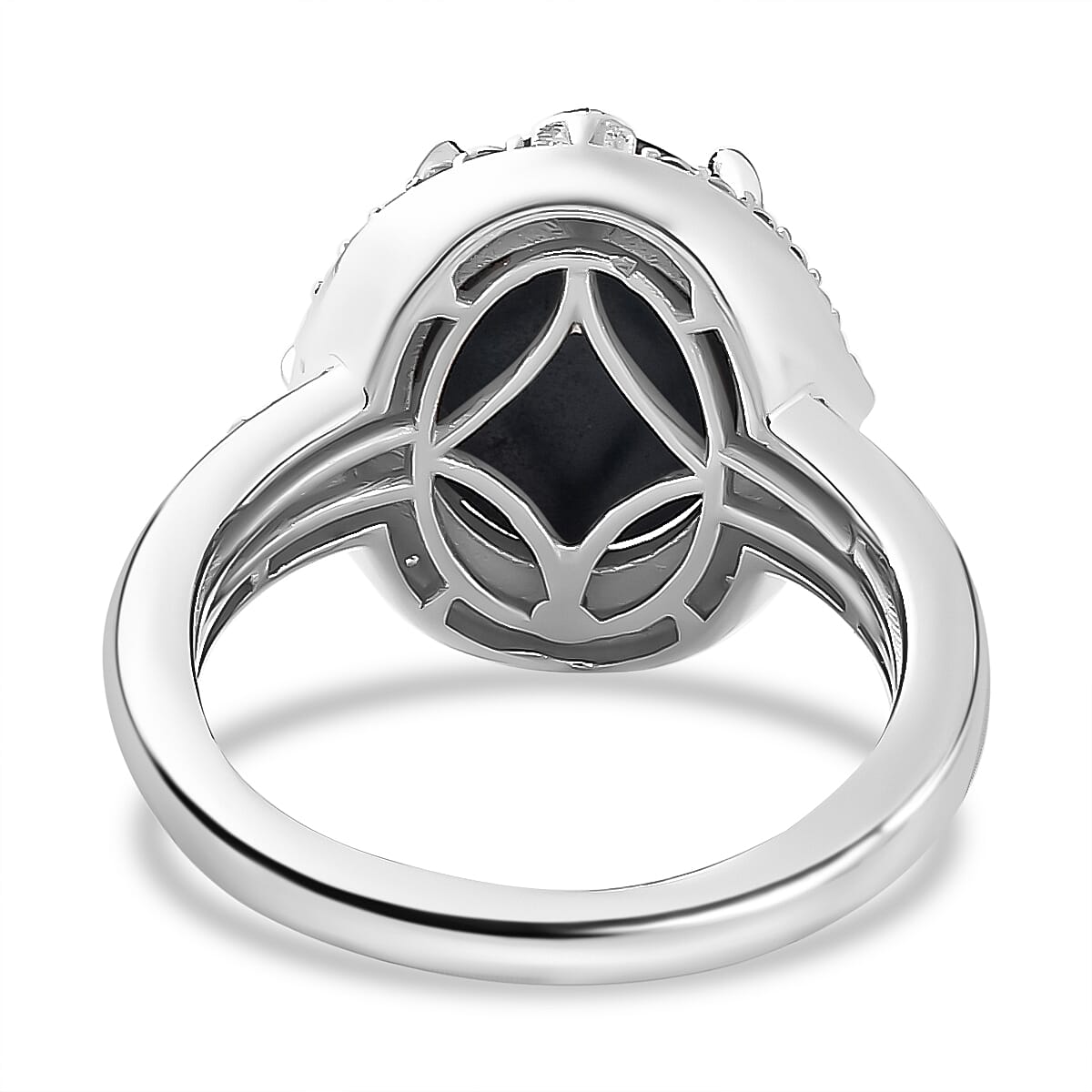 Blue Star Sapphire (DF) and Moissanite 6.50 ctw Celestial Ring in Rhodium Over Sterling Silver (Size 8.0) image number 4