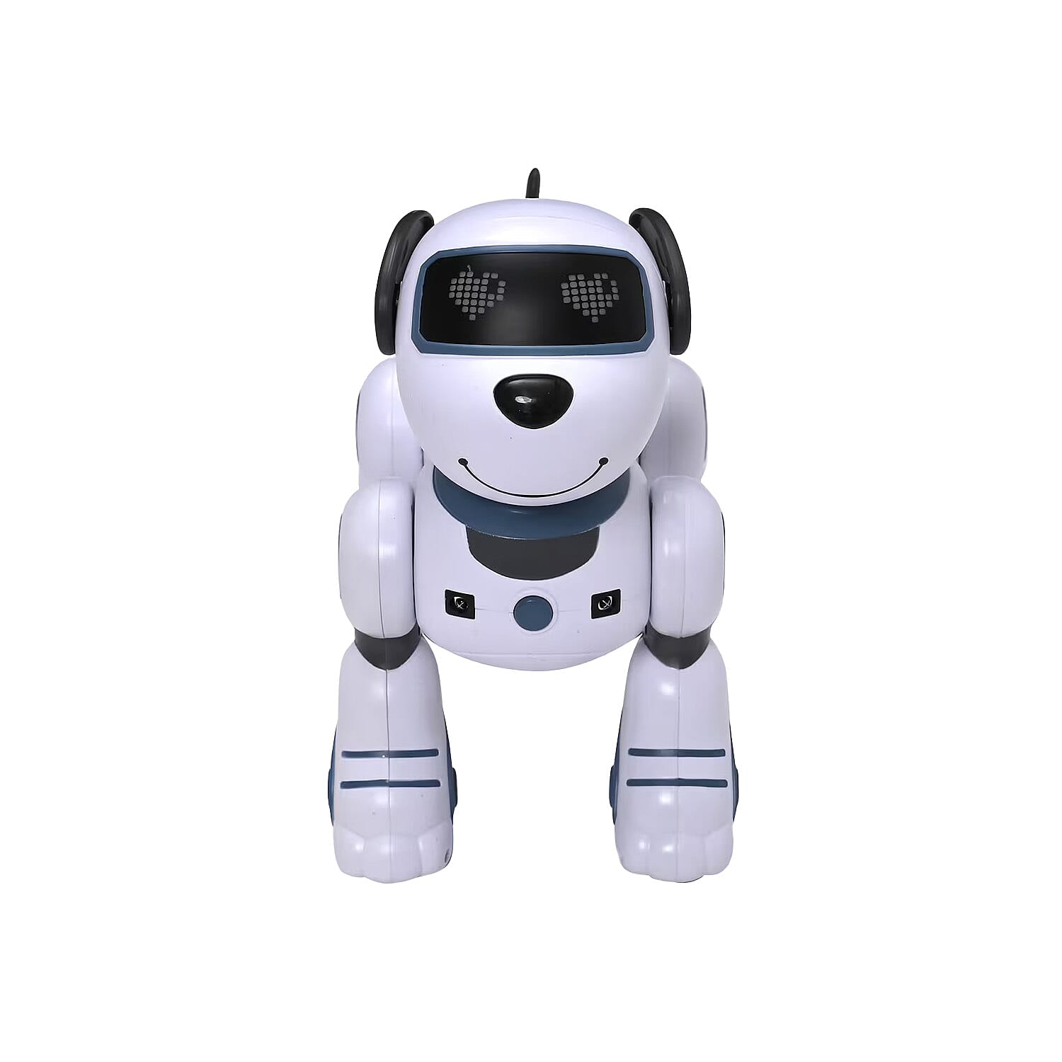 Multi-Functional Robotic Stunt Toy Dog with Remote Control and LED Eyes - Gray