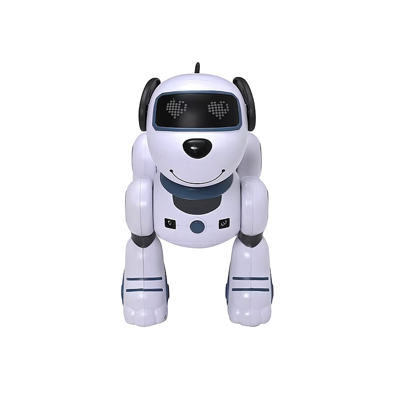 Multi-Functional Robotic Stunt Toy Dog with Remote Control and LED Eyes - Gray