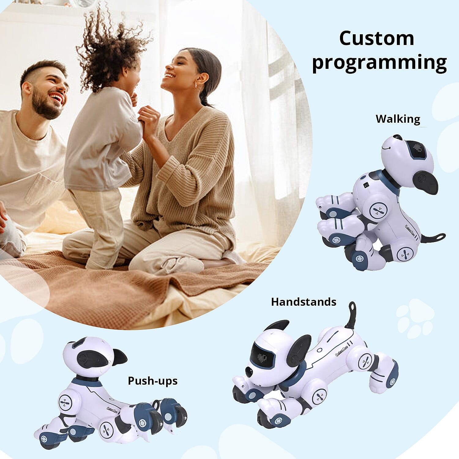 Multi-Functional Robotic Stunt Toy Dog with Remote Control and LED Eyes - Gray