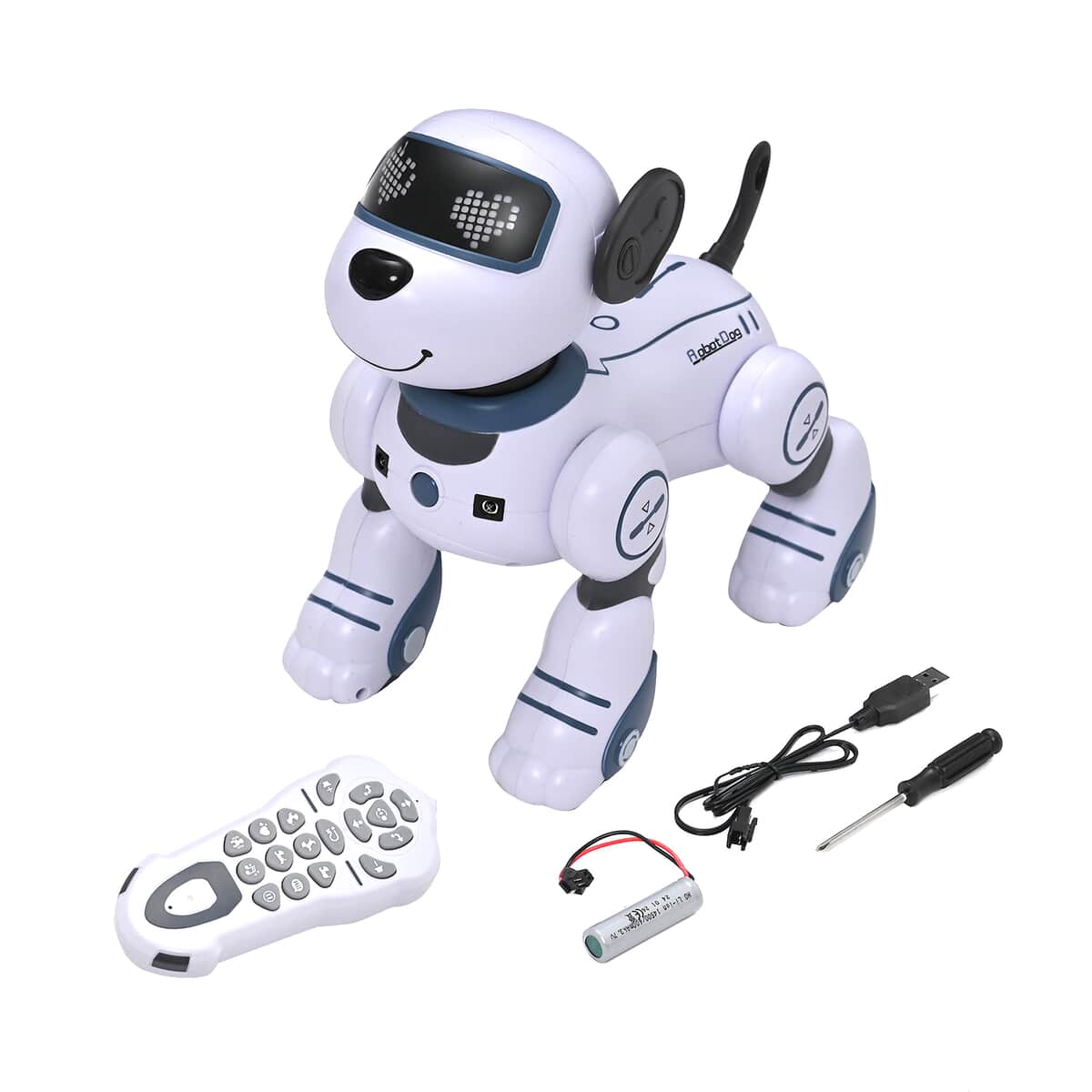 Multi-Functional Robotic Stunt Toy Dog with Remote Control and LED Eyes - Gray image number 4