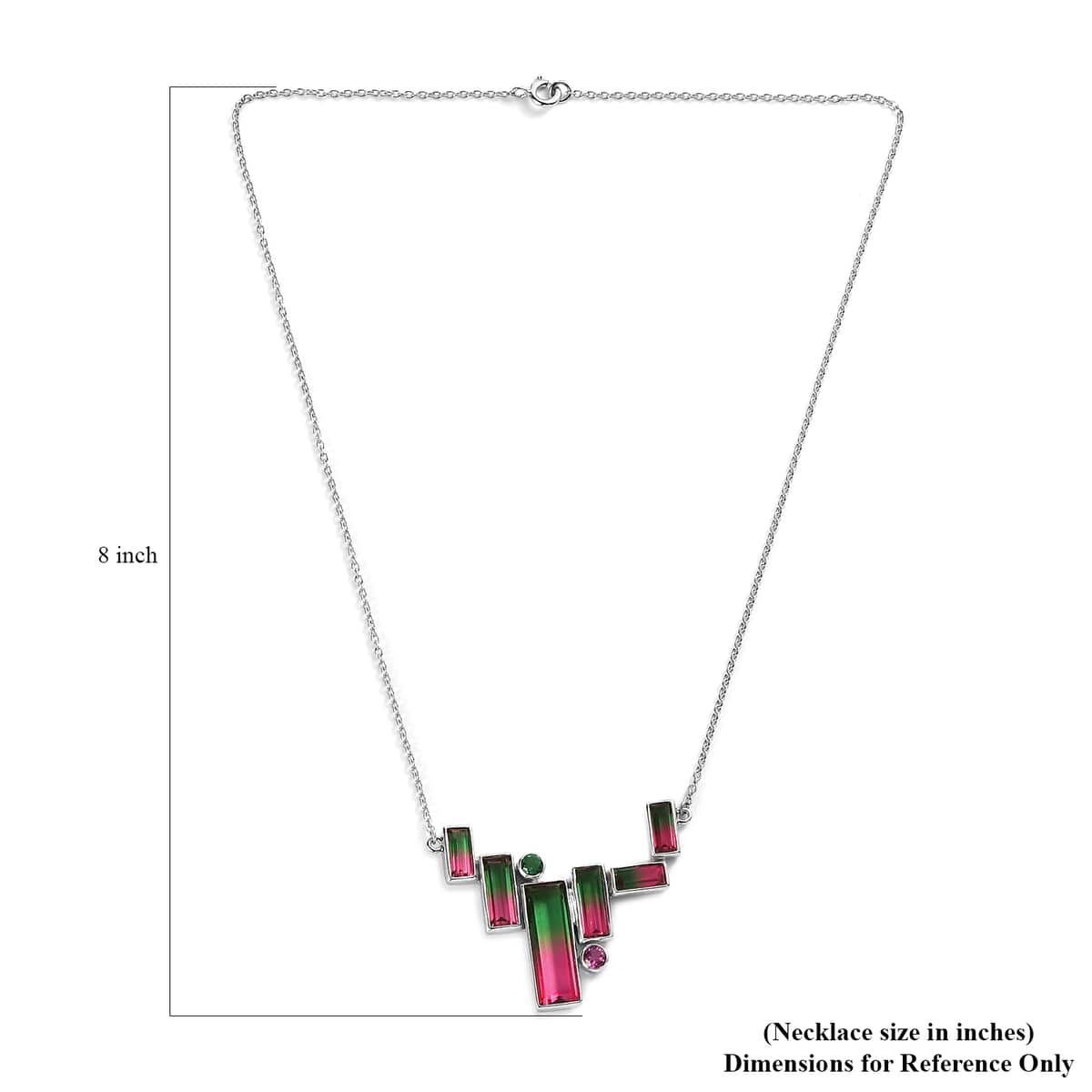 Sajen Silver Watermelon Quartz (Triplet) and Celestial Pink and Green Quartz 18.15 ctw Necklace in Rhodium Over Sterling Silver 18 Inches image number 5