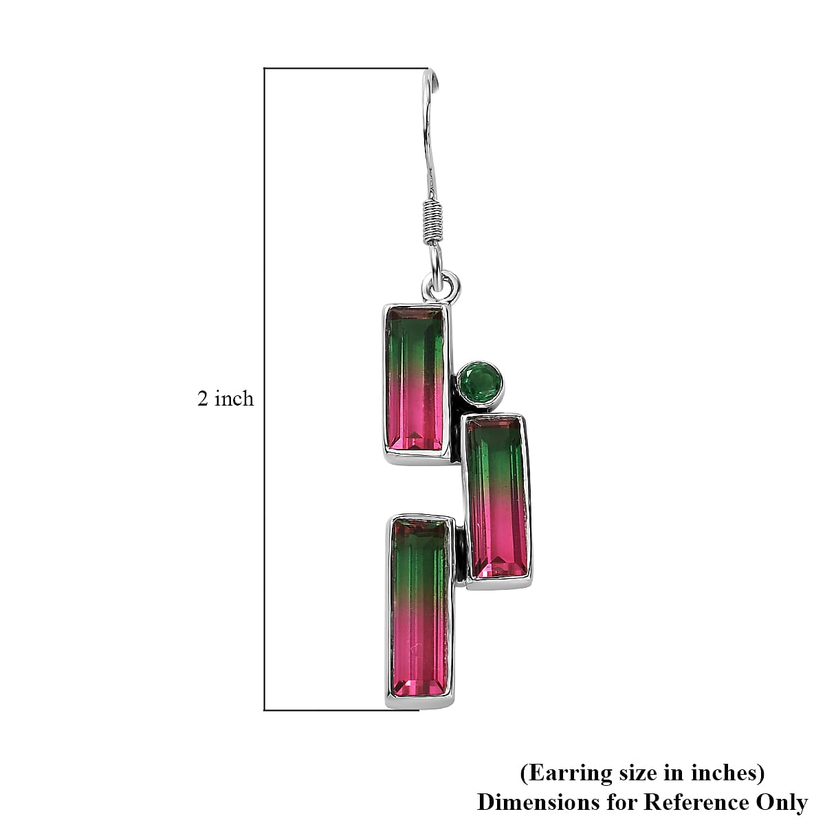 Epic Deal Sajen Silver Watermelon Quartz (Triplet) and Celestial Green Coated Quartz 12.50 ctw Earrings in Rhodium Over Sterling Silver image number 5