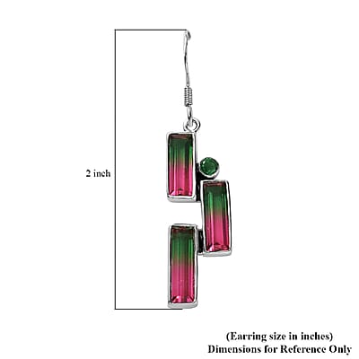Epic Deal Sajen Silver Watermelon Quartz (Triplet) and Celestial Green Coated Quartz 12.50 ctw Earrings in Rhodium Over Sterling Silver