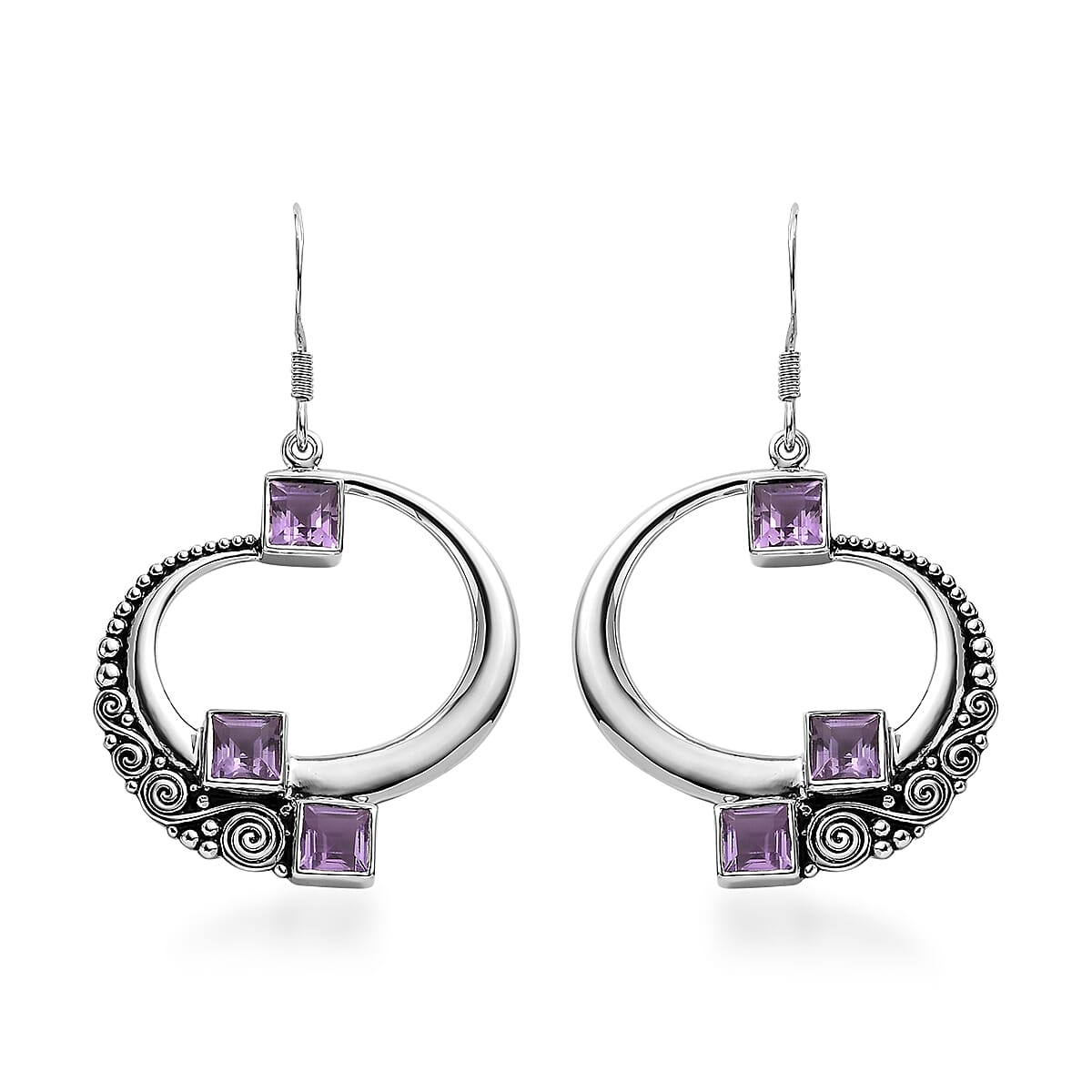 Sajen Silver Brazilian Amethyst Earrings in Rhodium Over Sterling Silver 3.85 ctw