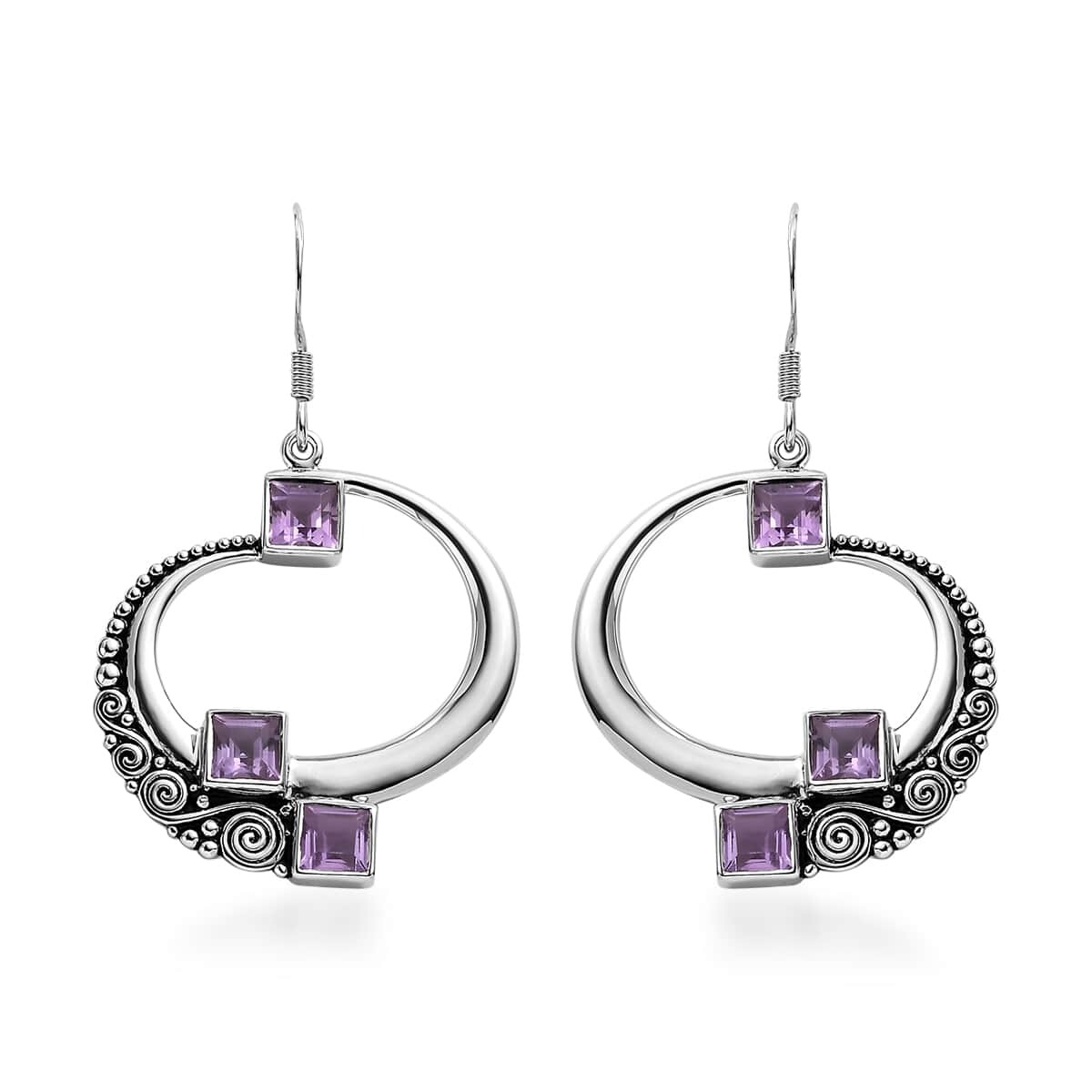 Sajen Silver Brazilian Amethyst Earrings in Rhodium Over Sterling Silver 3.85 ctw image number 0