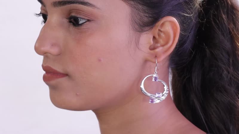 Sajen Silver Brazilian Amethyst Earrings in Rhodium Over Sterling Silver 3.85 ctw