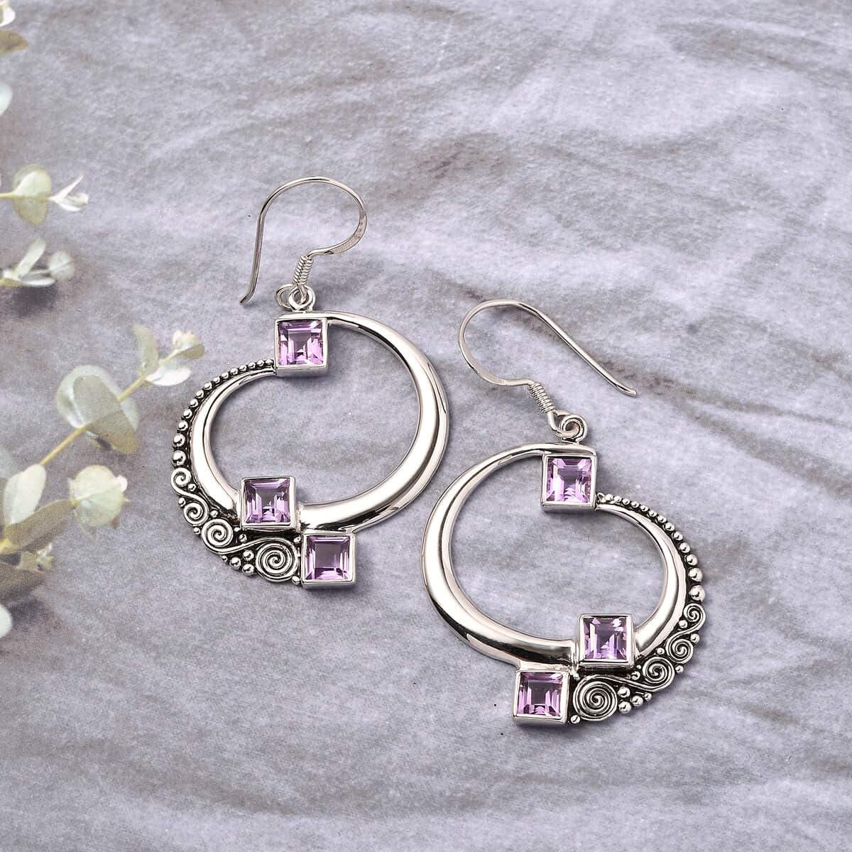 Sajen Silver Brazilian Amethyst Earrings in Rhodium Over Sterling Silver 3.85 ctw image number 1