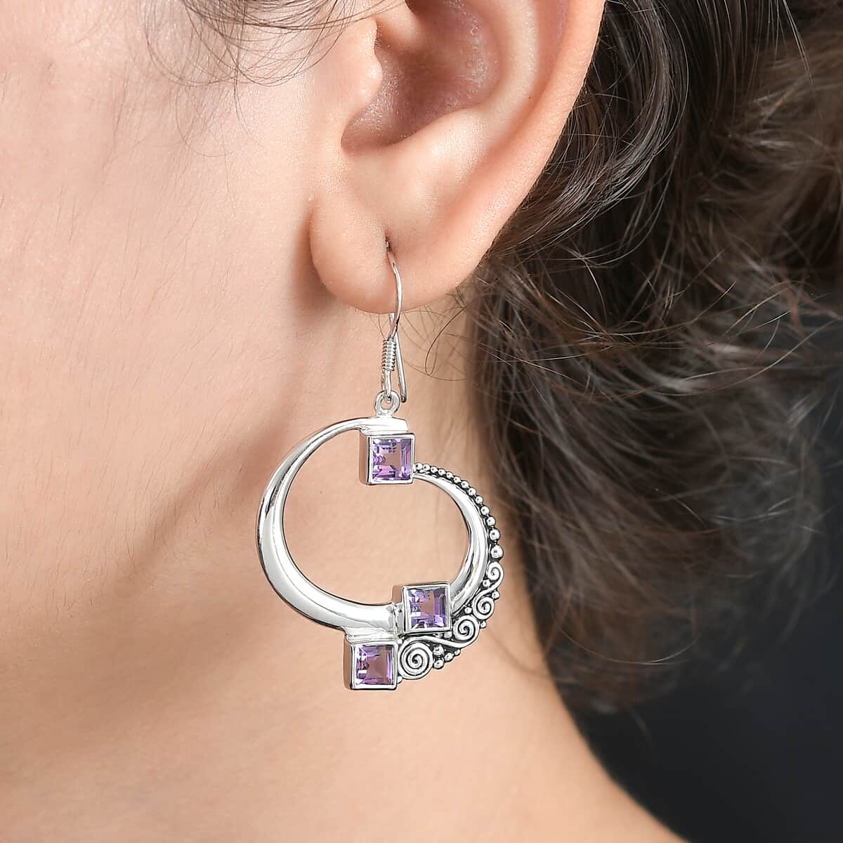 Sajen Silver Brazilian Amethyst Earrings in Rhodium Over Sterling Silver 3.85 ctw image number 2