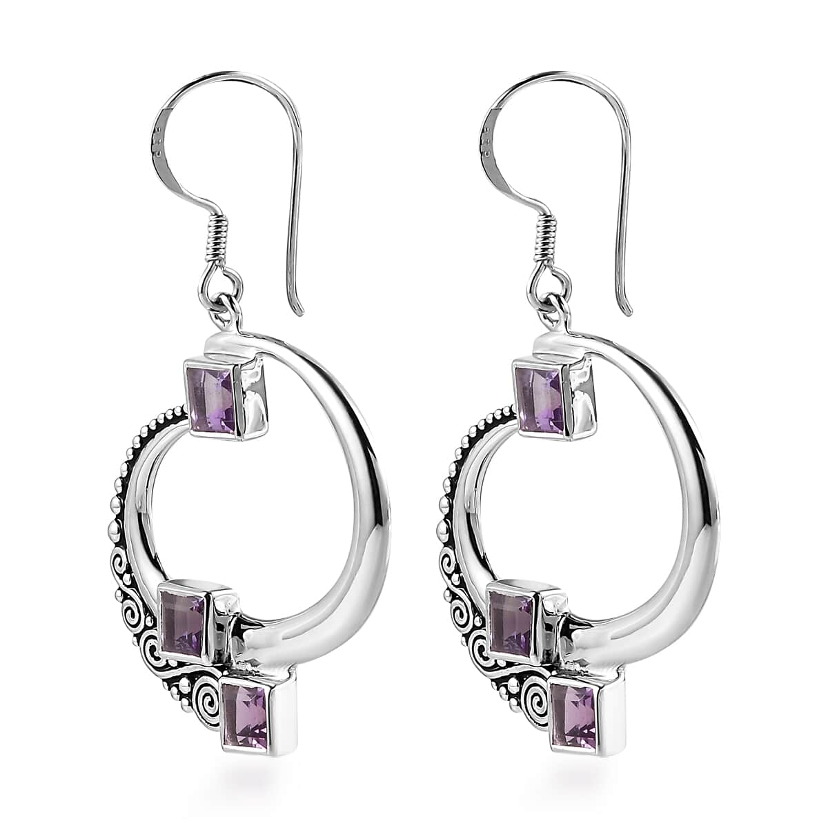 Sajen Silver Brazilian Amethyst Earrings in Rhodium Over Sterling Silver 3.85 ctw image number 3