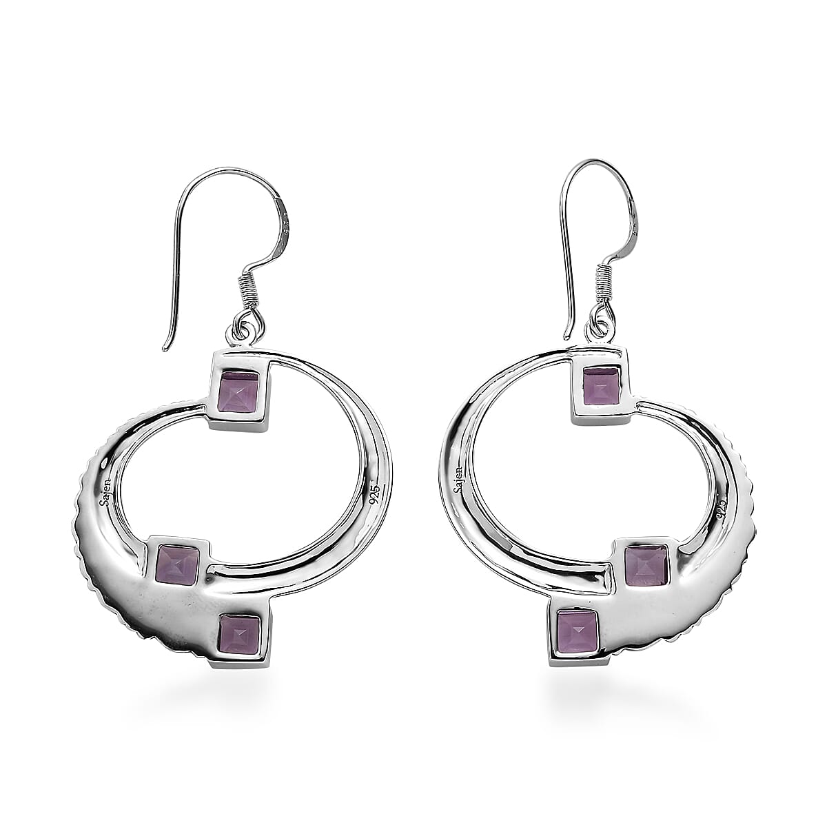 Sajen Silver Brazilian Amethyst Earrings in Rhodium Over Sterling Silver 3.85 ctw