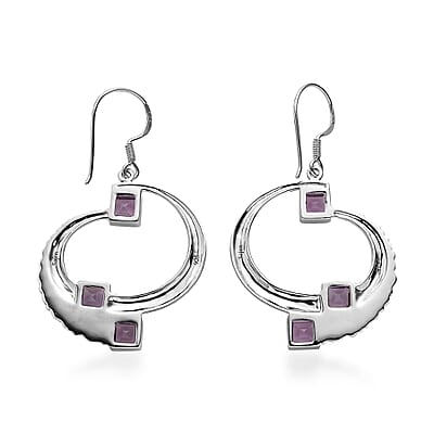 Sajen Silver Brazilian Amethyst Earrings in Rhodium Over Sterling Silver 3.85 ctw