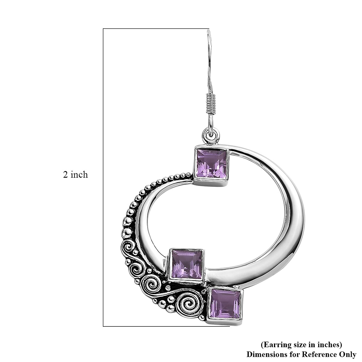 Sajen Silver Brazilian Amethyst Earrings in Rhodium Over Sterling Silver 3.85 ctw